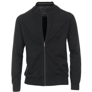 Duży rozpinany męski sweter ze stójką Casa Moda 4440-782 ciemno-szary (4XL) | 4XL