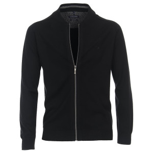 Duży rozpinany męski sweter ze stójką Casa Moda 4440-800 czarny (5XL) | 5XL