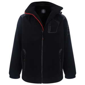 Duża męska kurtka softshell zimowa z kapturem Kam KV39 czarna (2XL) | 2XL