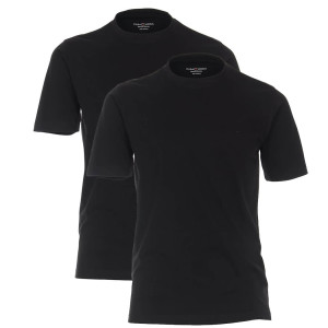 Duże męskie koszulki gładkie t-shirty 2 sztuki Casa Moda 092500-800 czarne (5XL) | 5XL