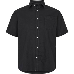 Duża lniana koszula męska krótki rękaw North 56°4 31164B czarna (6XL) | 6XL