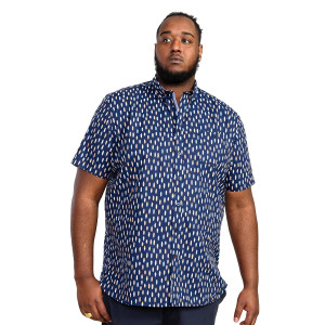 Duża koszula męska krótki rękaw z wzorem Duke D555 Hackford granatowa (6XL) | 6XL