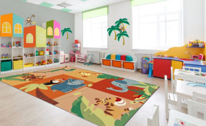 Dywan do przedszkola 2.40x4.00 Przyjaciele z dżungli Pomarańcz-Plus 3D
