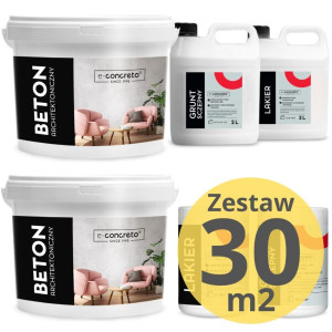 Beton 30m2 + Grunt + Lakier. Zestaw beton architektoniczny e-concreto.