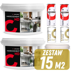 Mikrocement HD  zestaw na 15m², Dekoracyjny mikrocement do podłóg i ścian