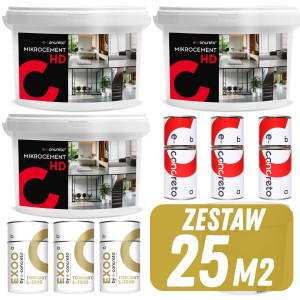 Mikrocement HD  zestaw na 25m², Dekoracyjny mikrocement do podłóg i ścian