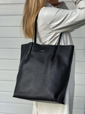 BLANKA czarna torba shopper damska duża skórzana shopperka