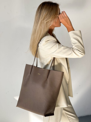 BLANKA taupe torba shopper damska duża skórzana shopperka