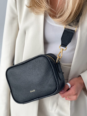 BETTY czarna mała skórzana torebka damska listonoszka