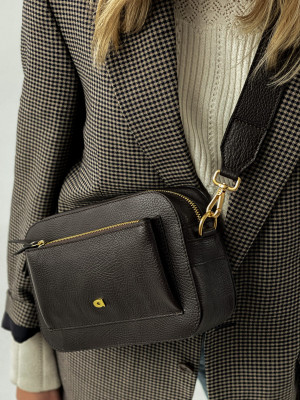 SALLY 1 brązowa groszek skórzana torebka damska listonoszka