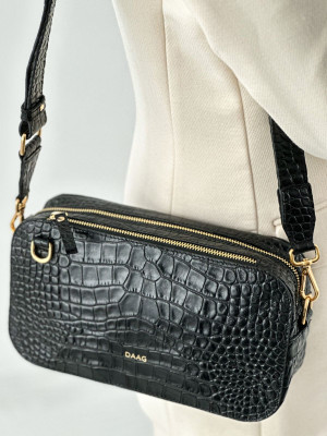 SALLY 2 czarna skórzana duża torebka damska listonoszka torebka na ramię