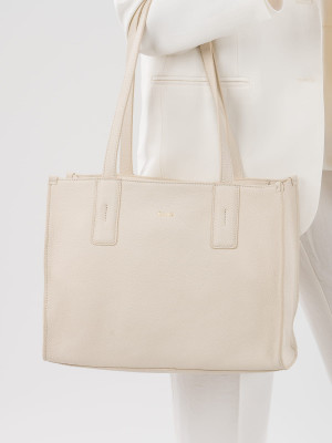 MINI HERMIONA milk skórzana torba shopper damska shopperka