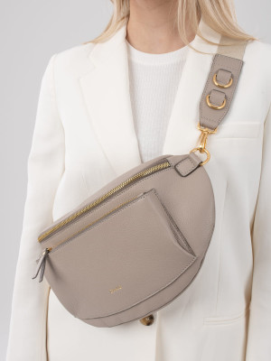 LARISSA XL j. beż skórzana duża nerka damska saszetka torebka