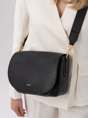 EMMANUELA czarna skórzana torebka damska listonoszka torba na ramię