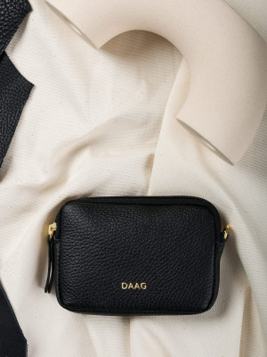 VICKI czarne groszek skórzana etui kosmetyczka zero waste