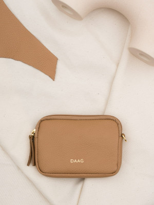 VICKI beżowe groszek skórzane etui kosmetyczka zero waste