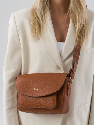 MINI EMMANUELA koniak skórzana torebka damska listonoszka torba na ramię