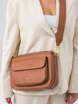 MARLOTTE koniak groszek skórzana duża torebka damska listonoszka torba na ramię