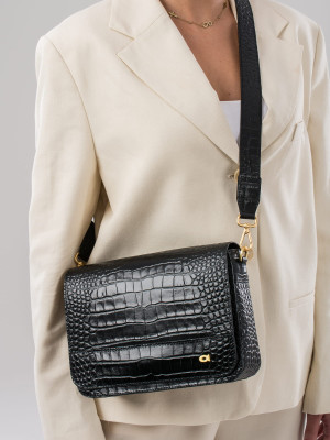 SALLY 4 czarna skórzana torebka damska listonoszka