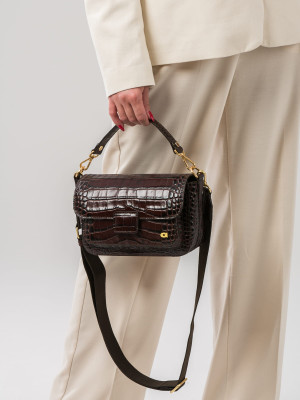 MINI MADELINE brązowa skórzana mała torebka damska na ramię