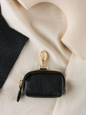 MINI SASZETKA skórzana groszek czarna zero waste