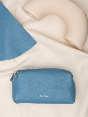 ALICE daag baby blue skórzana kosmetyczka damska zero waste srebrne elementy