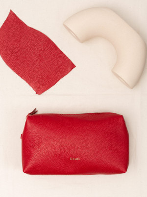 ALICE XL czerwona daag skórzana kosmetyczka damska zero waste