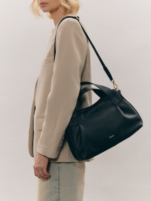 SIEMPRE czarna duża skórzana torebka kuferek