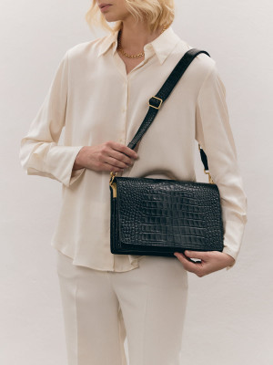 HARMONY czarna skórzana torebka damska duża