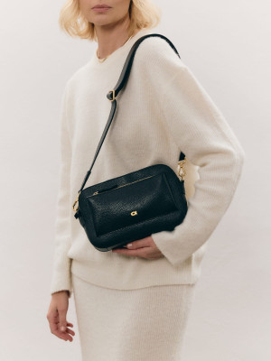 SALLY 1 czarna groszek skórzana torebka damska listonoszka