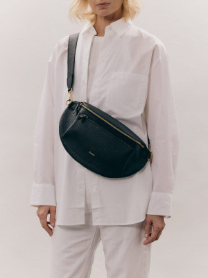 LARISSA XL czarna skórzana duża nerka damska saszetka torebka