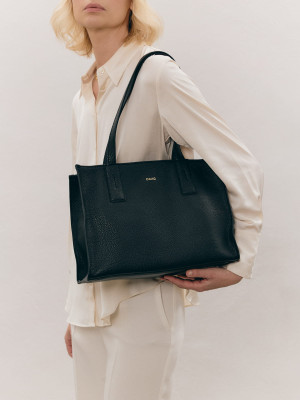 MINI HERMIONA czarna skórzana torba shopper damska shopperka