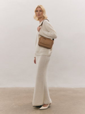 SALLY 1 beżowa groszek latte skórzana torebka damska listonoszka