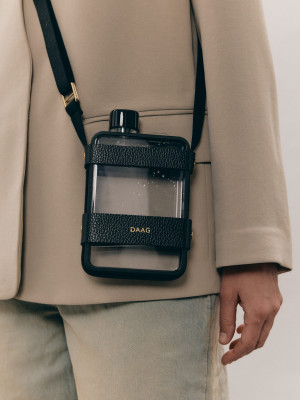 MIZUU czarne skórzane etui na butelkę na wodę daag