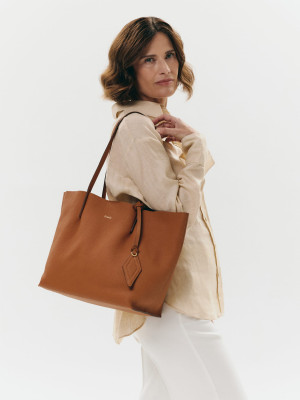 CLAIR jasny koniak torba shopper damska duża skórzana shopperka