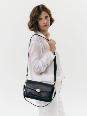 LYNETTE czarna groszek skórzana torebka damska