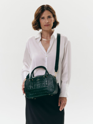 MORGAN butelkowa zieleń skórzana torebka kuferek