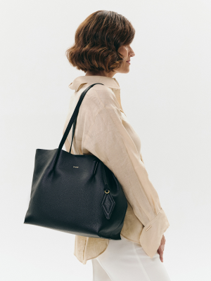 CLAIR czarna torba shopper damska duża skórzana shopperka