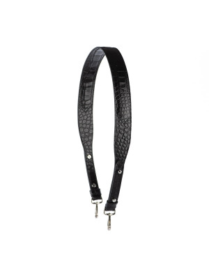 SKÓRZANY PASEK szeroki 4 cm do torebki czarny srebrne elementy