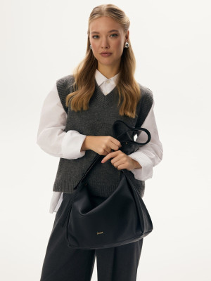 FLORENCE czarna skórzana torebka damska listonoszka torba na ramię