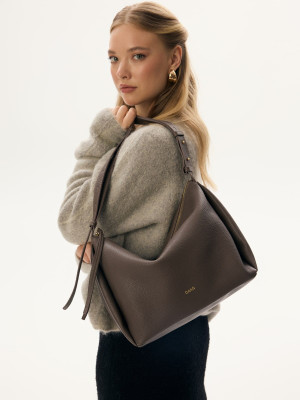 FLORENCE taupe skórzana torebka damska listonoszka torba na ramię