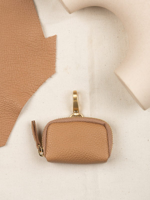 MINI SASZETKA skórzana groszek beżowa latte