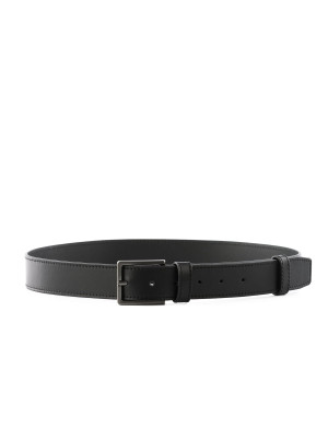 OSKAR czarny skórzany męski pasek do spodni z klamrą gunmetal