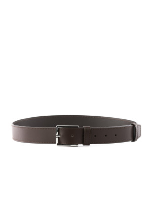 OSKAR brązowy skórzany męski pasek do spodni z klamrą srebrne elementy
