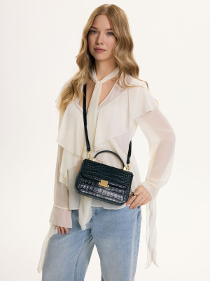 CYNTHIA czarna mała skórzana torebka damska