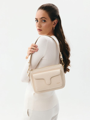 MINI MARLOTTE milk groszek skórzana torebka damska listonoszka torba na ramię