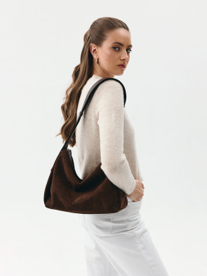 FLORENCE zamsz czekoladowa skórzana torebka damska listonoszka torba na ramię