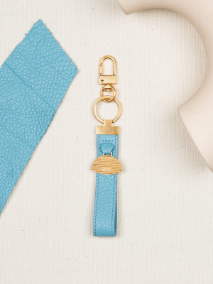 BRELOCZEK pasek niebieski do kluczy skórzany