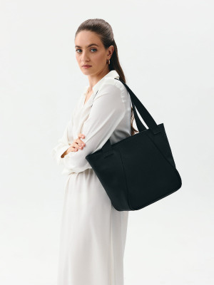 MARCELLA czarna skórzana torba shopper damska shopperka