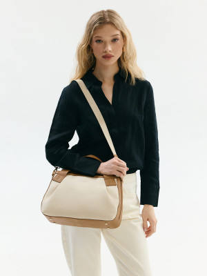 SIEMPRE tkanina duża skórzana torebka kuferek